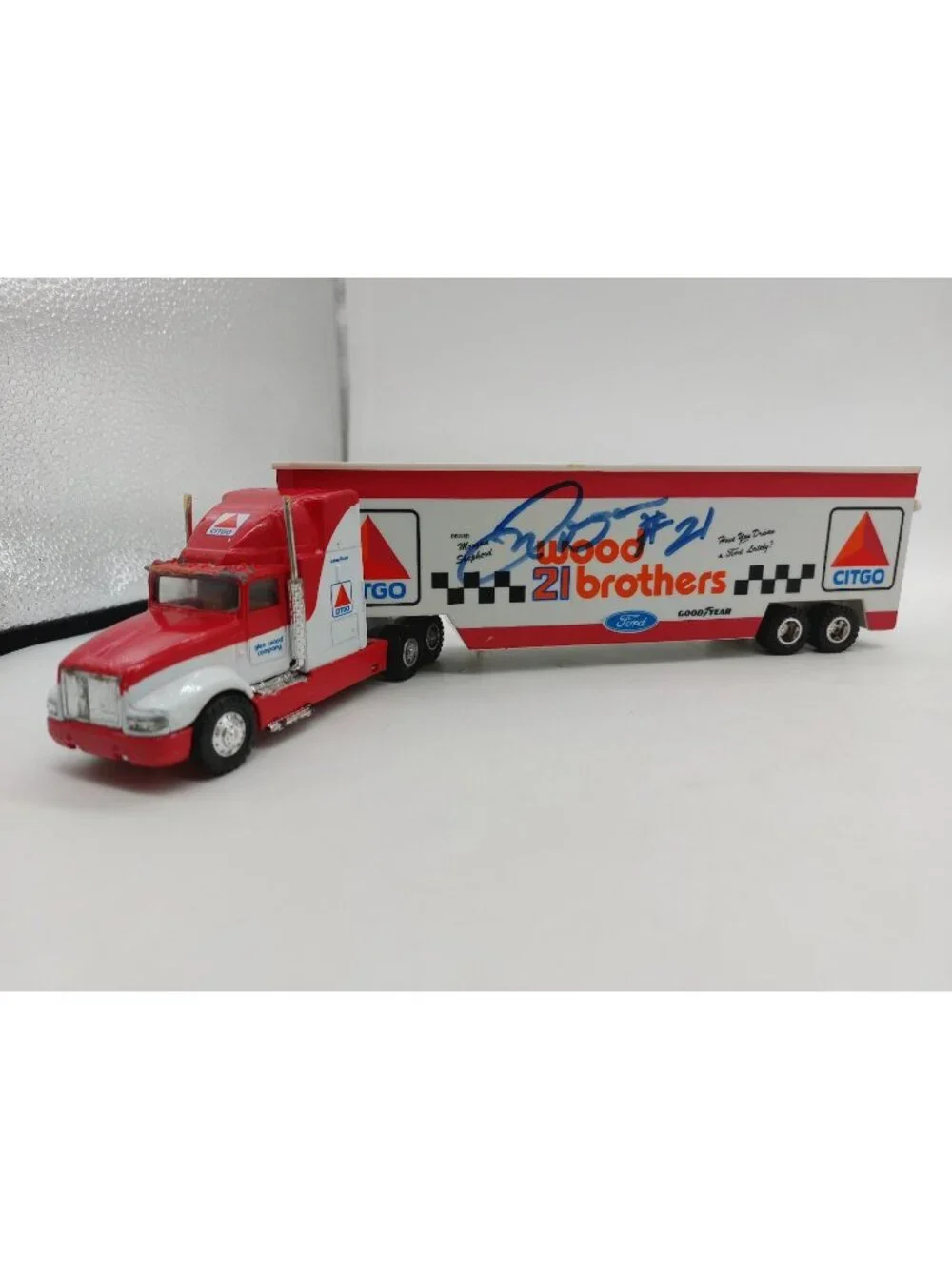 Road Champs Wood Brothers Morgan Shepherd #21 Citgo Hauler Truck Trailer Signed